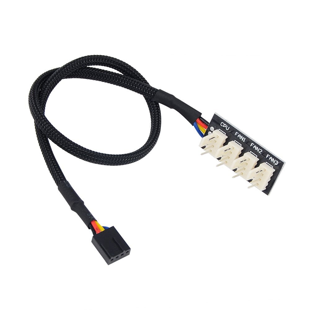 PWM Fan Hub, Exwin PC Fans Hub 4 Way Sleeved PWM Fan Splitter Hub Cable