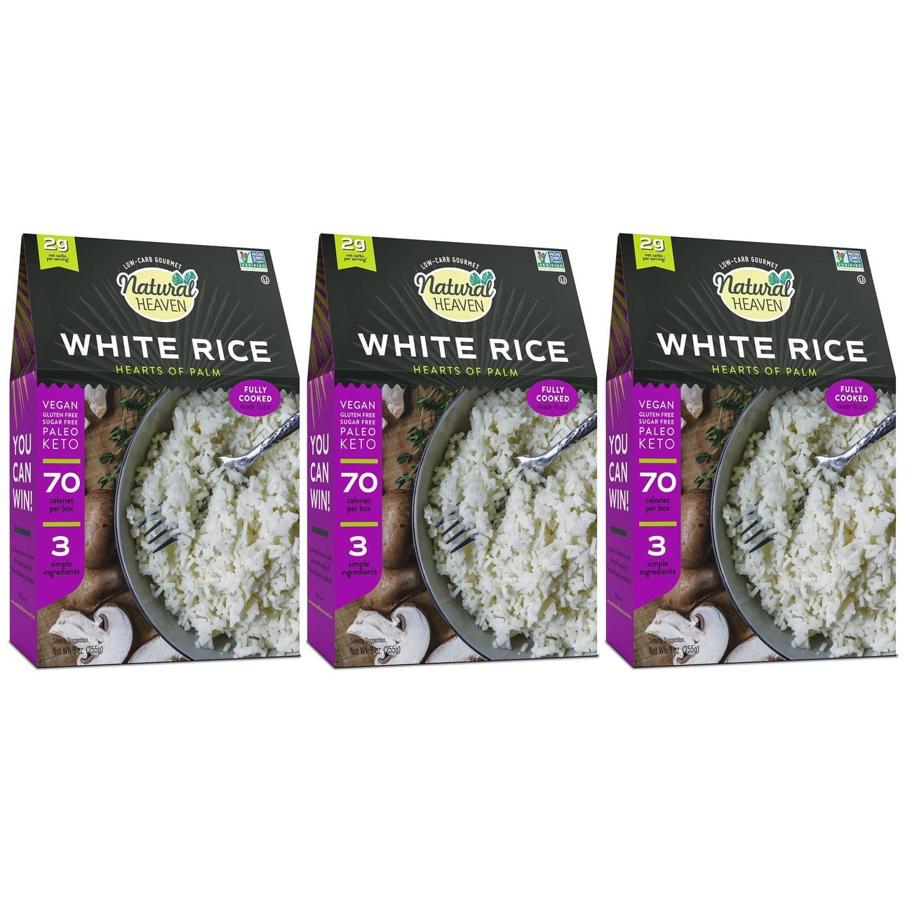 White Rice Hearts of Palm by Natural Heaven Size 3Pack
