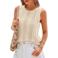thumbnail image 2 of Shine Up Knit Tank Tops for Women Beach Vacation Clothes Summer Casual Crochet Tops Vest, 2 of 4