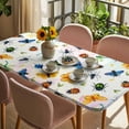 thumbnail image 3 of Spring Butterfly Dragonfly Table Cloths for 3 Foot Rectangle Tables, Botanical Floral Colorful Patio Waterproof Elastic Fitted Tablecloths, Washable Rectangular Table Cover for Camping, 3 of 8
