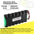 thumbnail image 5 of 10pc Exell 8.4V Custom NiMH 2200mAh Battery Pack 6" 22AWG Bare Leads, 5 of 5