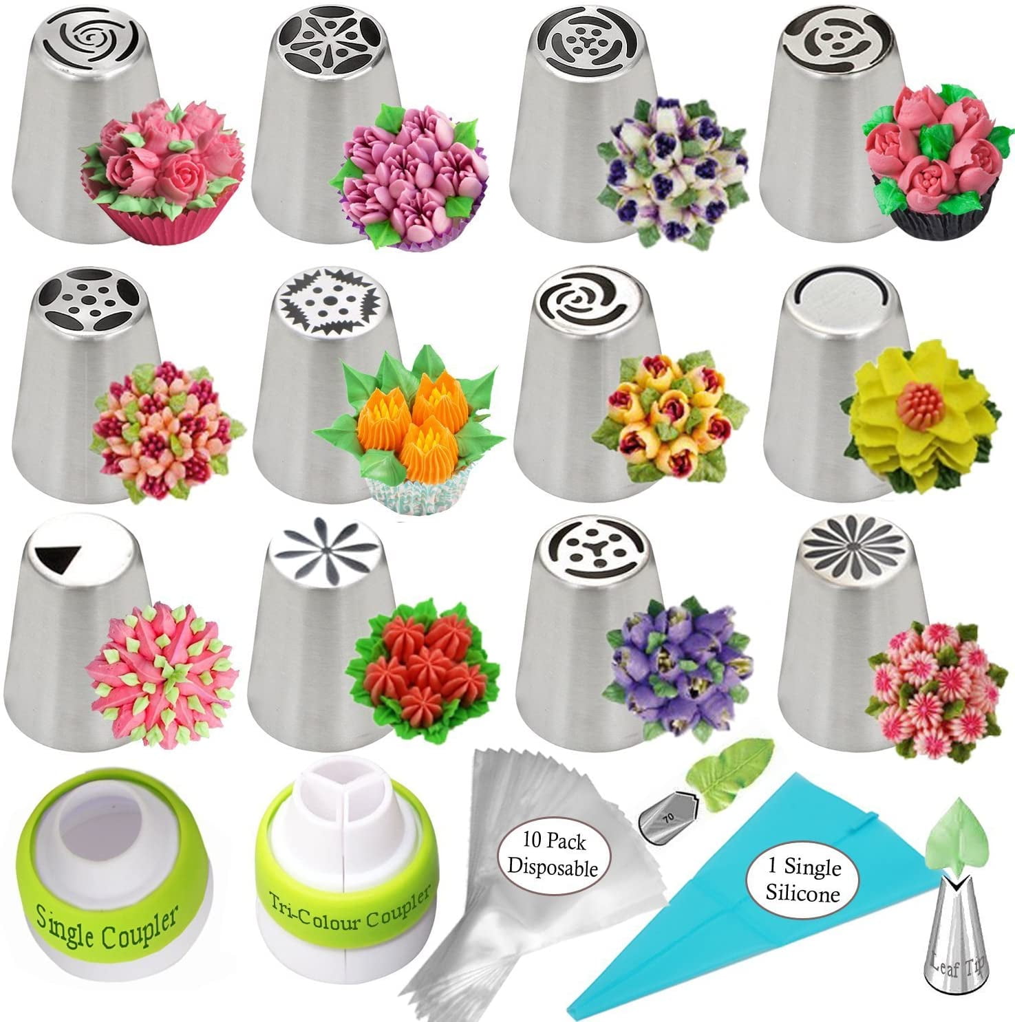 Russian Piping Tips Set Cake Decorating Supplies Kit Flower Frosting