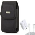 thumbnail image 1 of Fast Type-C 18W PD Home Charger w Rugged Case Belt Clip for Samsung Galaxy A73 5G,A53 5G,A33 5G,A13 5G,A03s Phones - 10ft Long Cable Quick Power Adapter, Holster Canvas Cover Pouch, 1 of 12