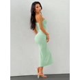 thumbnail image 2 of Vestido Midi Verde Menta Con Broche Dorado Y Cuello Asimétrico, 2 of 30