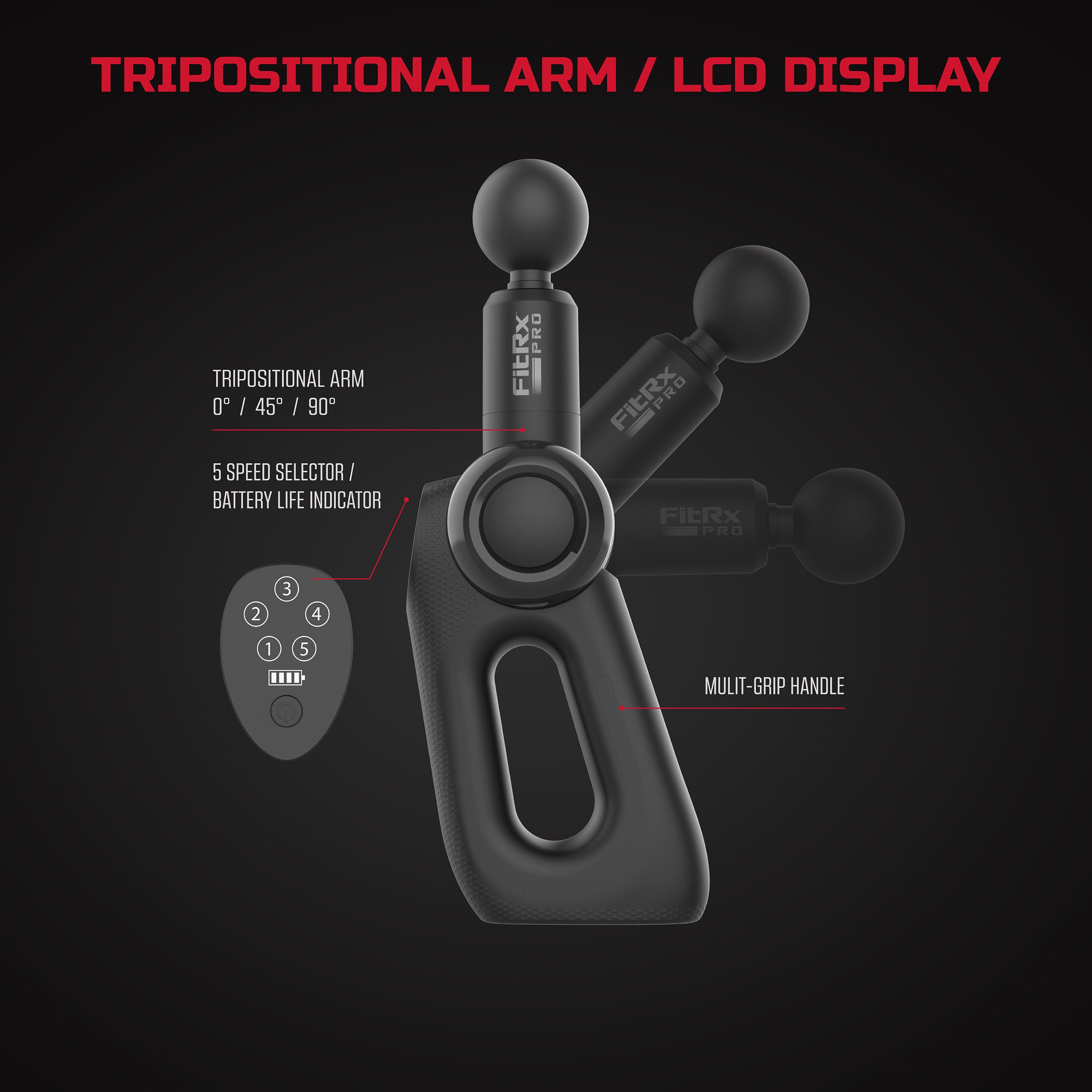 FitRx Pro Neck and Back Massager, Handheld Percussion Massage Gun with