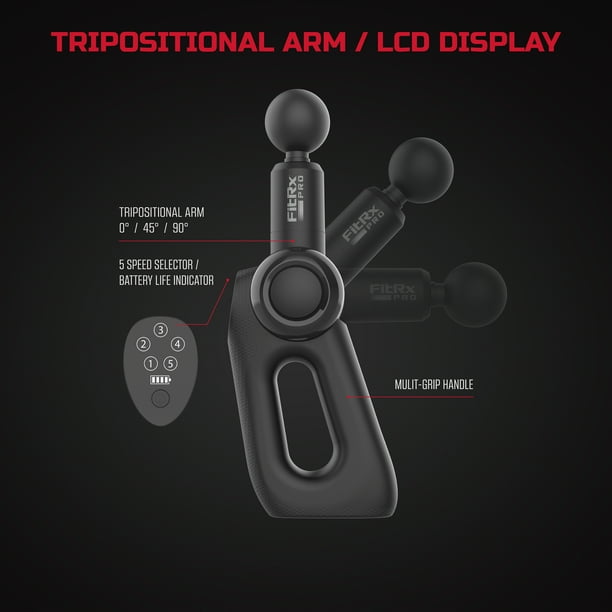 FitRx Pro Back and Neck Massager, Deep Tissue Massager Gun, Multi
