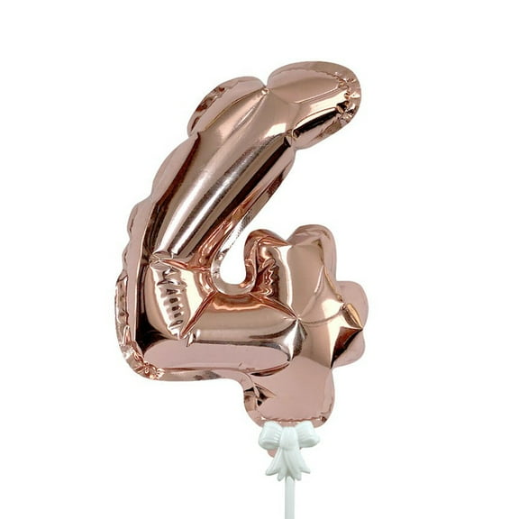 7 inch Self-Inflating Number 4 - Rose Gold Foil Mylar Balloon - Party Supplies Decorations