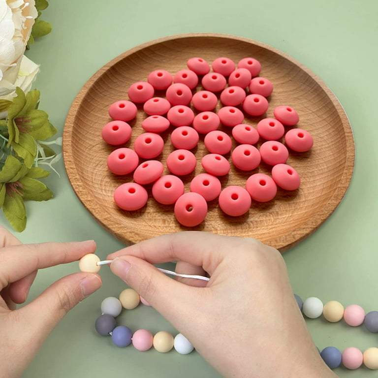 100Pcs 12mm Silicone Lentil Beads for Keychain Making Pacifier