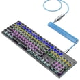 thumbnail image 2 of HXSJ USB to Type-C Keyboard Coiled Cable Detachable Mechanical Keyboard Coiled Cable with Metal Aviation Connector Nylon Blue, 2 of 9