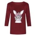 thumbnail image 4 of Women's Easter T Shirts 3/4 Sleeve Crew Neck Spring Cute Bunny Printed Graphic Tees Festive Casual Tops, 4 of 4