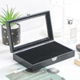 thumbnail image 2 of Coward Ring Organizer Display Case,Black Jewelry Storage Tray Boxes for Multiple Rings,Glass Lid,Stackable（30 Slots）, 2 of 6