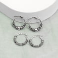 thumbnail image 4 of LeCalla Antique 925 Sterling Silver Hoop Earrings Set of 3 Pairs Lightweight for Women and Teen (17MM), 4 of 8