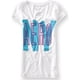 thumbnail image 1 of Aeropostale - Camiseta gráfica con cuello en V para mujer Aero Ny Puffy, blanca, mediana, 1 of 1