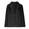 thumbnail image 2 of Dazajoo Stretch One Button Blazer Women Open Front Long Sleeve Business Suit Jacket Basic Solid Color Work Office Blazers,Black,L, 2 of 5