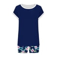 thumbnail image 6 of Women's 2 Piece Lounge Sets Crew Neck Short Sleeve T Shirts Drawstring Print Shorts Summer Comfy Outfits (XL, Navy), 6 of 6