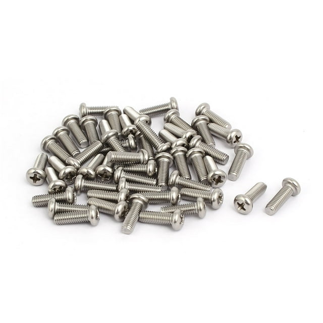 Unique Bargains M5 x 15mm 304 Stainless Steel Phillips Round Head Machine Screws Bolt 50pcs