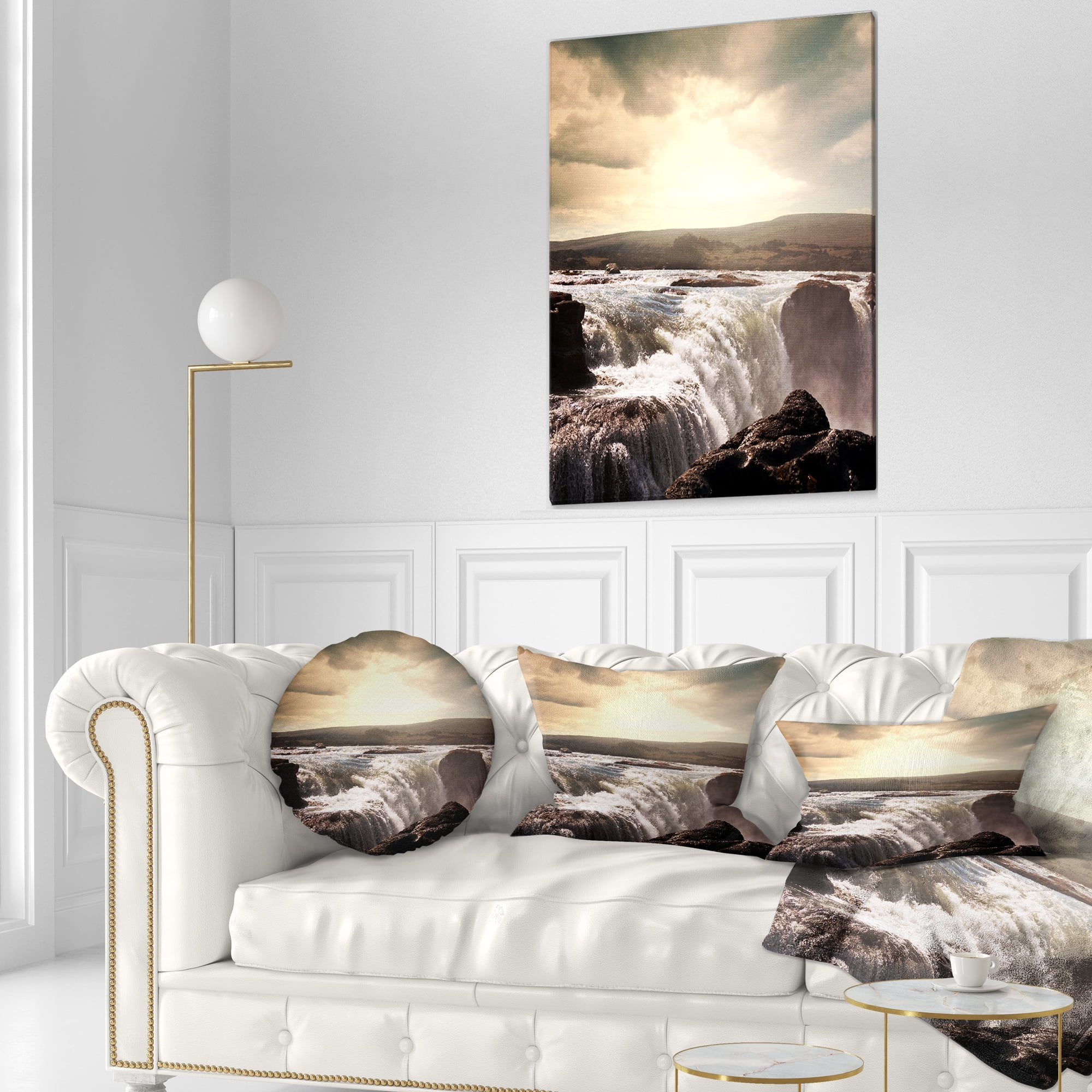 Designart 12" x 20" White Polyester Throw Pillow