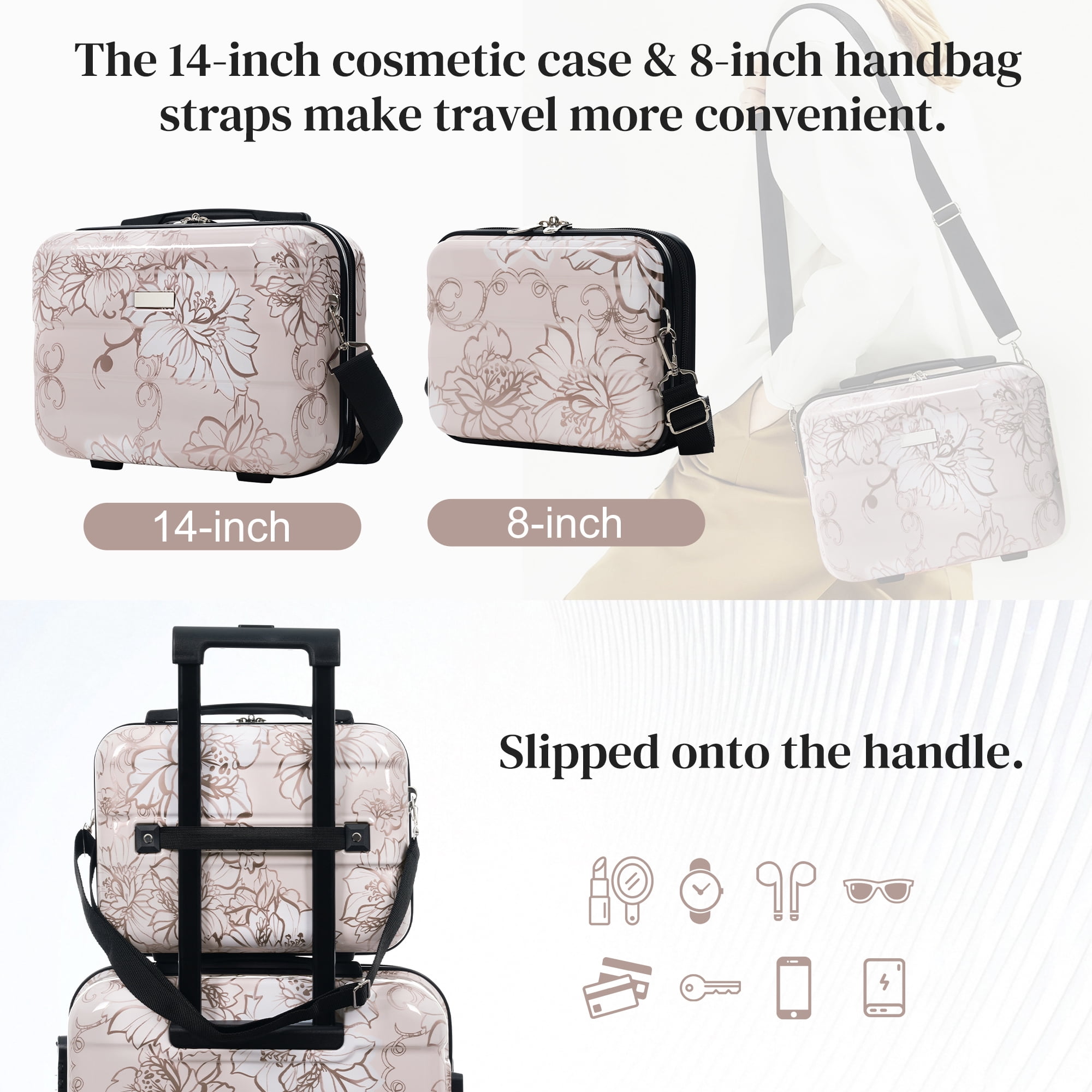 Luggage Sets New Model PC 5pcs, Hardside Lightweight Durable 20" 24" 28" Suitcases with 8" 14" Cases, Suitcase with Lock Spinner Wheels