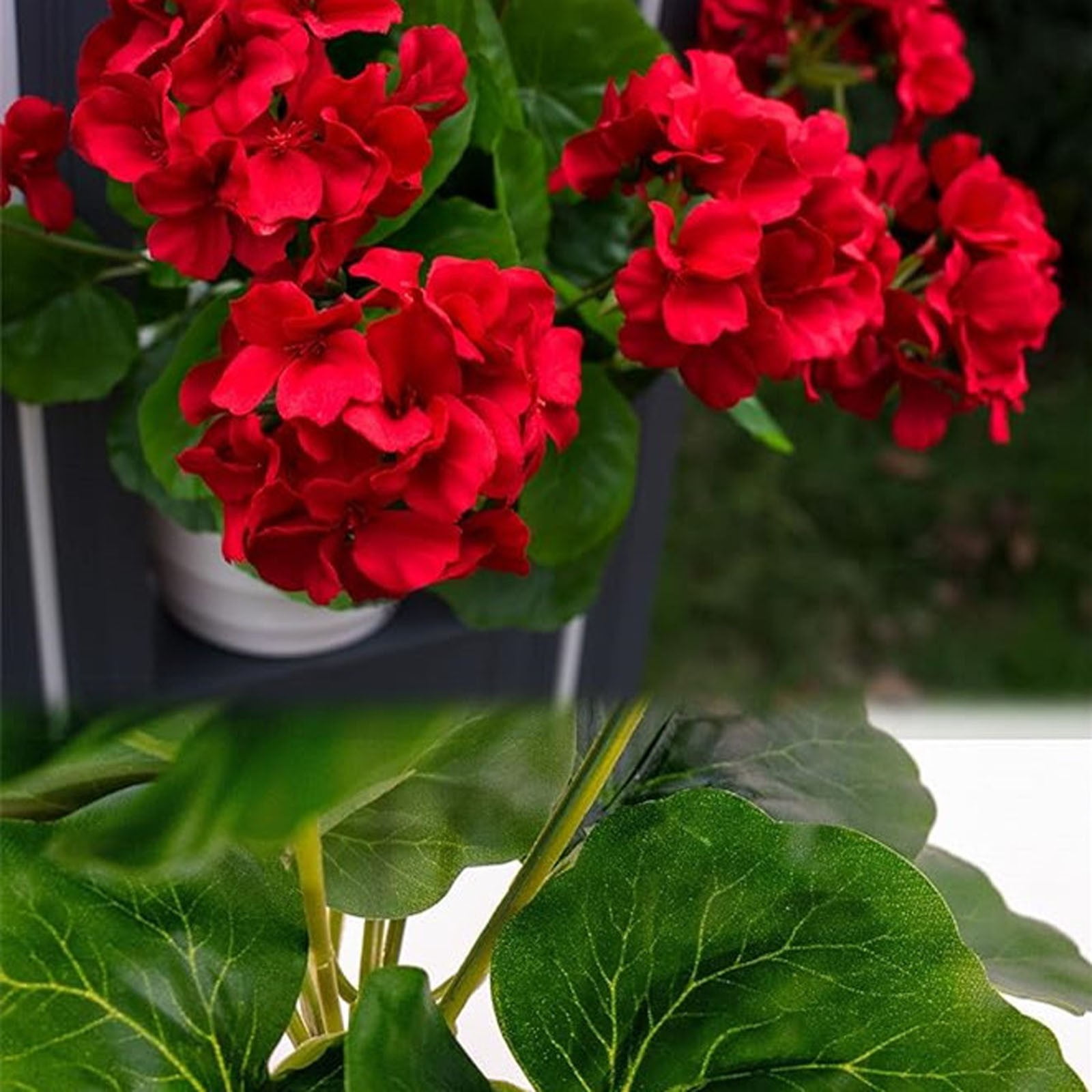 Artificial Geraniums (8 Pack) - 18 Inch Silk Geranium Flower Bushes, Lifelike for Garden, Wedding, Home Decor - Indoor/Outdoor Planter & Pot Arrangements