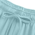 thumbnail image 4 of Camisas de Color Sólido para las Mujeres Cuello Redondo Manga Corta, Elástico de la Cintura Dibujo Cuerda Bolsillo Pantalones Cortos Conjunto, 4 of 6