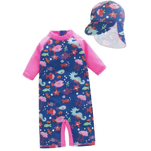 Kid Girls Chic Rash Guard Swimsuit Pink The Sea Pool Party Swim Wear Beach Bathing Suit