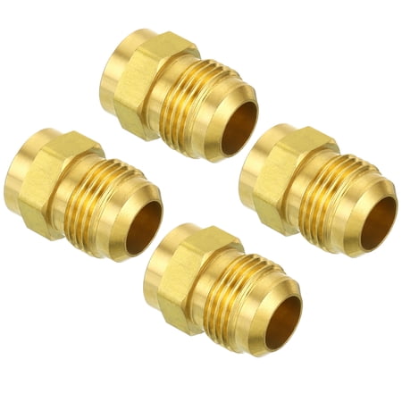 Uxcell 1/2 SAE Male Thread Brass Flare Tube Fitting Pipe Adapter Connector for Plumbing HVAC Air Conditioner 4 Pack