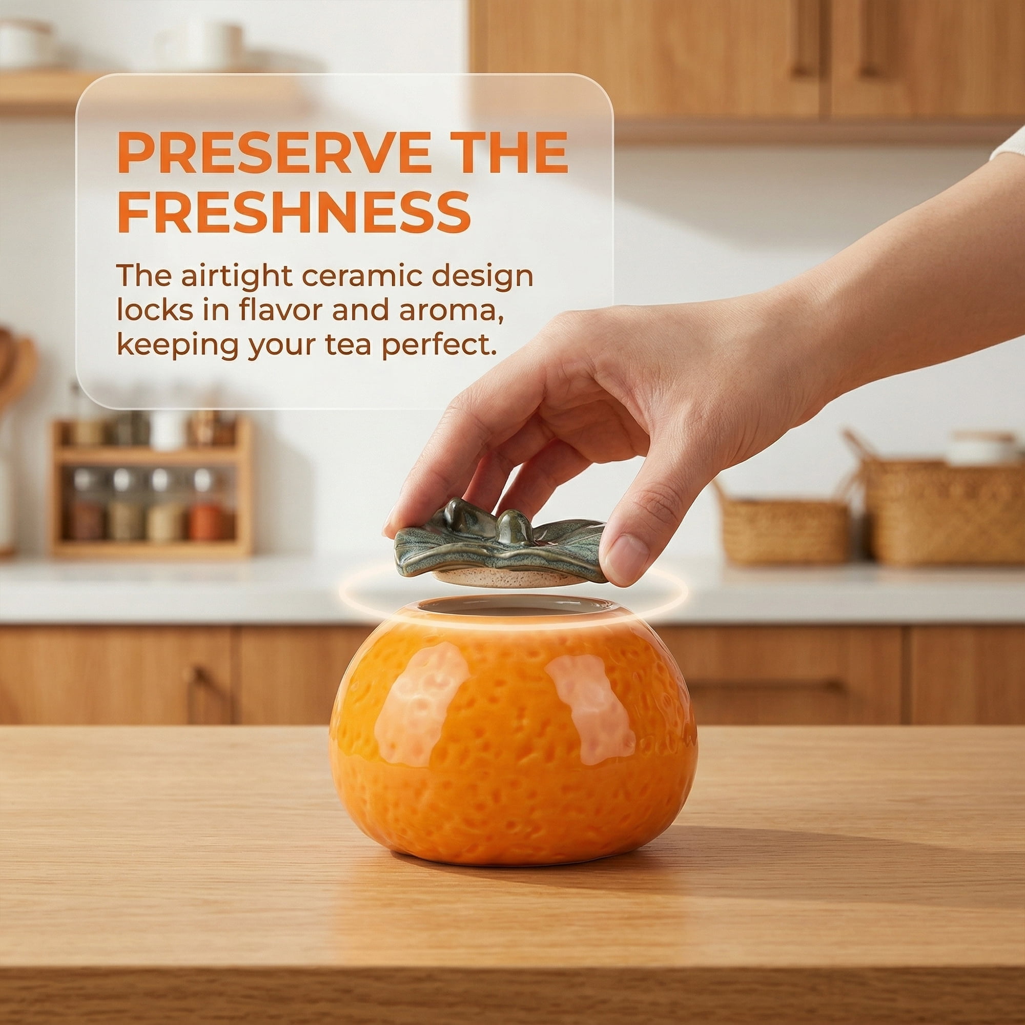 Unique Bargains Pumpkin Ceramic Jar with Airtight Lid for Fall Decor Orange Shape 3.3in