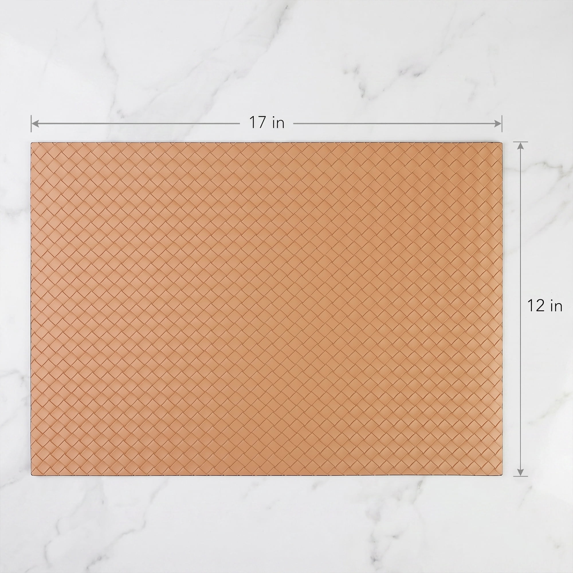 Unique Bargains Set of 6 Leather Placemats for Kitchen Apricot 17*12in