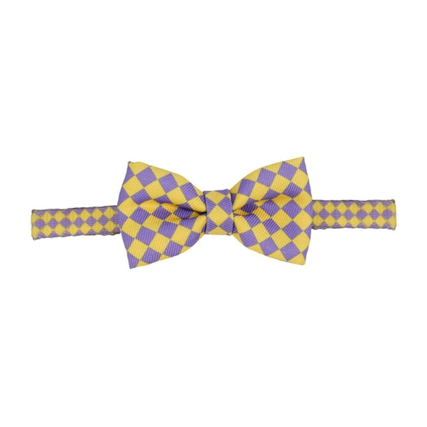 Adorable collar de gato ajustable con estampado de cuadros Amarillo morado