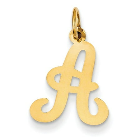 14k Yellow Gold Die Struck Initial A Charm Pendant