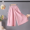 thumbnail image 6 of VBEWZET Girls Ice Silk Wide Leg Culottes, Elastic Waist Flowy Capri Pants Elastic Waist Casual Summer Trousers for Kids & 5-15 Years Red 10-11 Years, 6 of 6