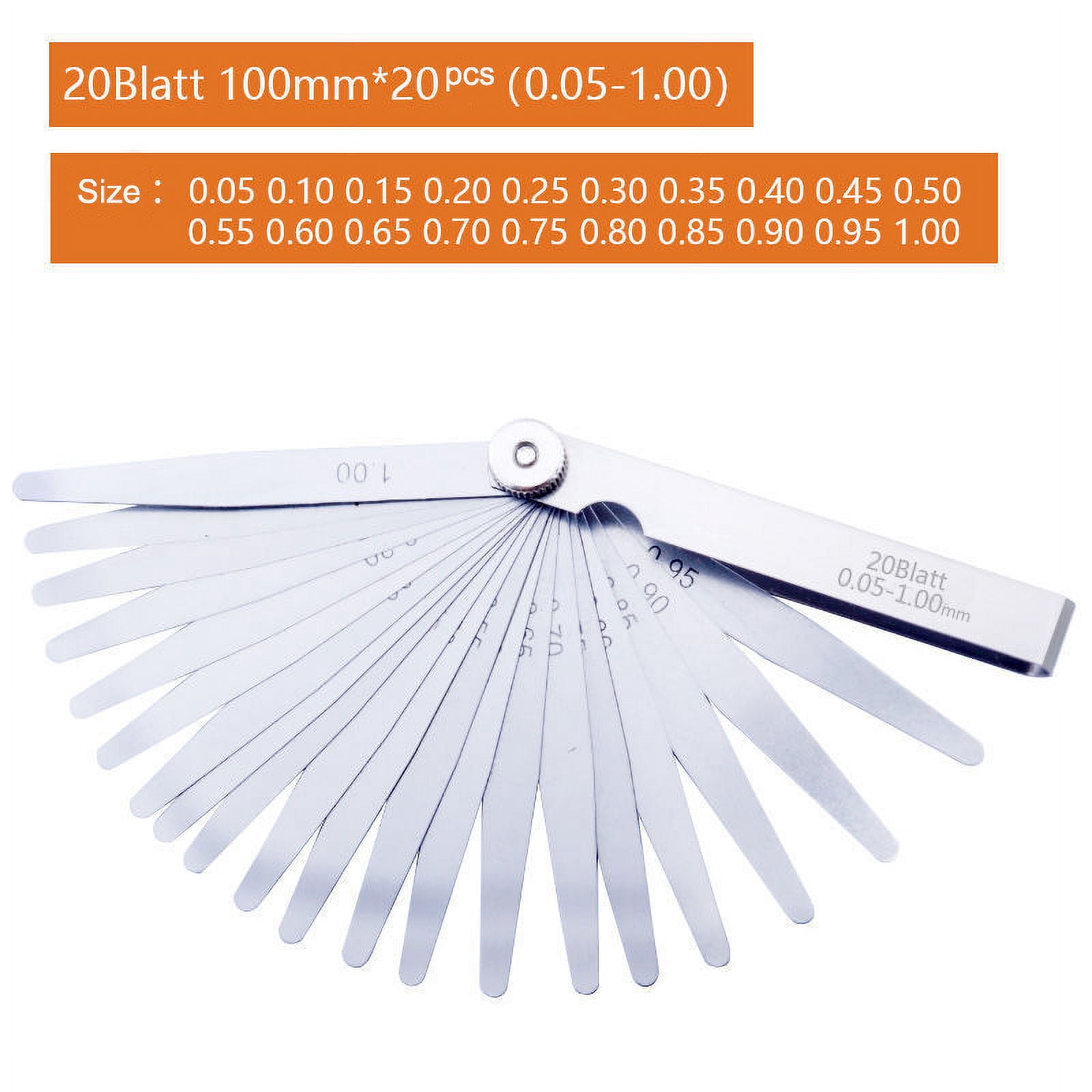 32/26/25/20 Blades Feeler Gauge Metric Gap Filler 0.02-1MM / 0.0008-0.040 INCH Gage Measurment Tool For Engine Valve Adjustment ,Easy to Use