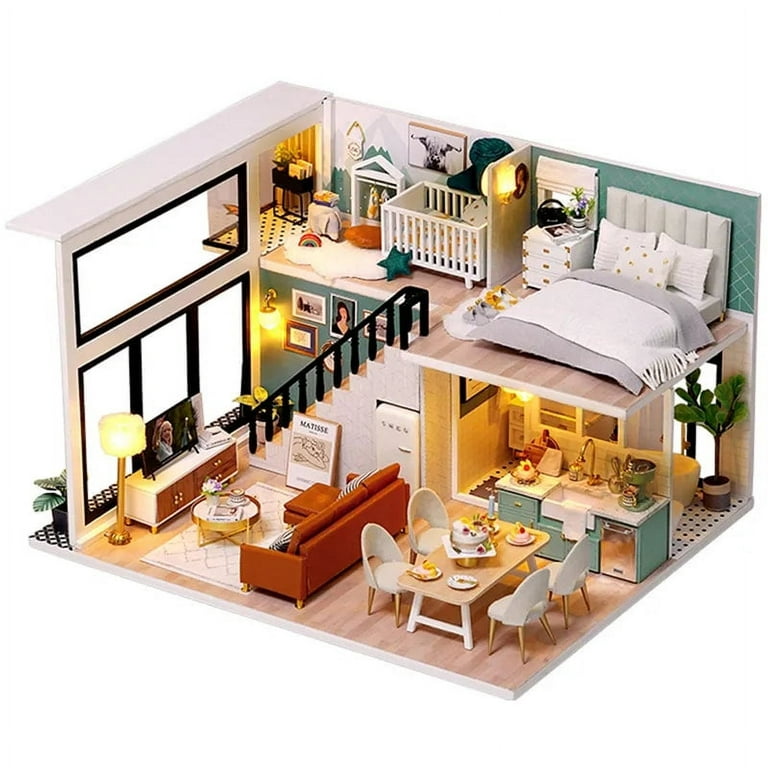 Cutebee Diy Doll House Wooden Doll Houses Miniature Dollhouse Furniture Kit  With Led Toys For Children Christmas Gift(s2008a
