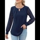 thumbnail image 1 of Camisas de Larga para Mujer, Blusas de Encaje, Ropa Informal de Negocios, Moda de Otoño, Blusas Tejidas Y2k Azul Marino L, 1 of 9