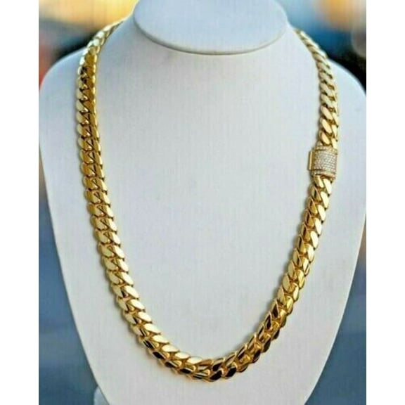 1Ct Round Tester Pass MOISSANITE Cuban Link Chain 16mm x 24" 925 Sterling Silver