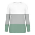 thumbnail image 4 of LEAVINGSUO Blouses for Women 2026 Plus Size Tops Women Casual Patchwork Printed Round Neck Long Sleeve Pullover Blouse Sweatshirt Tops Green M, 4 of 5