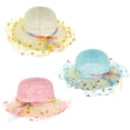 thumbnail image 1 of 3 piezas de sombrero parasol transpirable para bebé, adorable sombrero de playa, práctico sombrero de paja, 1 of 5