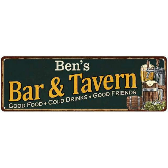Ben's Bar and Tavern Green Sign Man Cave 6x18 206180003005