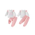 thumbnail image 2 of RUINIXCW Toddler Girl Fall Outfits Cute Letter Embroidery Long Sleeve Tops and Pants, 2 of 8