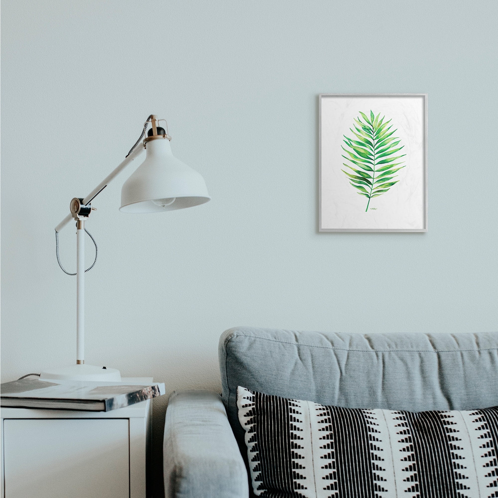 Stupell Industries Minimal Green Palm Tropical Plant over White Black Framed, 16 x 20, Design by Melissa Hyatt LLC
