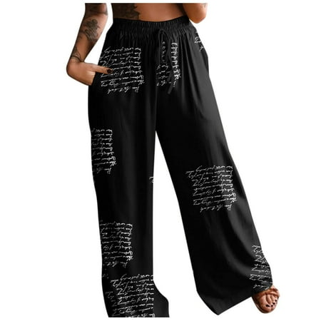 

Owordtank Women Loose Wide Leg Jogger Pants Casual Pajama Comfy Lounge Butterfly Floral Graphic Yoga Trouser