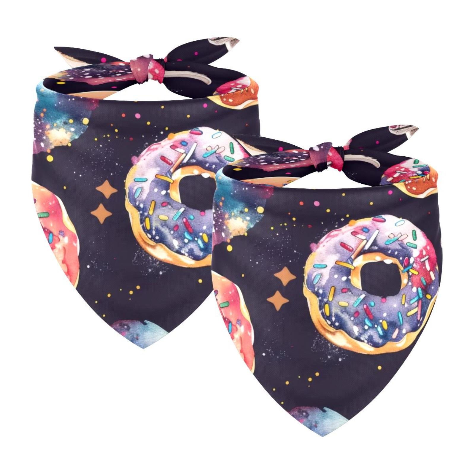 PhooArto Galaxy Dogs and Donuts Dog Bandanas 2 Pack Soft Washable Pet Scarf Triangle for Large Dogs Puppies and Cats