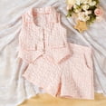 thumbnail image 6 of ITSAME Kids Girls Outfits 2-Piece, Lapel Button Up Vest and Shorts Summer Fashion Casual Clothes Set Pink Size 6, 6 of 7