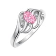 thumbnail image 5 of RYLOS Rings for Women Sterling Silver Ring Classic Style Birthstone Ring 6X4MM Gemstone &  Diamonds October Pink Ice Jewelry for Women Size 7, 5 of 7