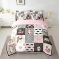 thumbnail image 2 of Manfei Cute Opossum Plaid Bedding Comforter Set 7 Pieces for Kids Girls, Cute Strawberry Floral Full Bedding Set, Rodent Animal Fitted Sheet Flat Sheet, Lightweight Room Decor, 2 of 8