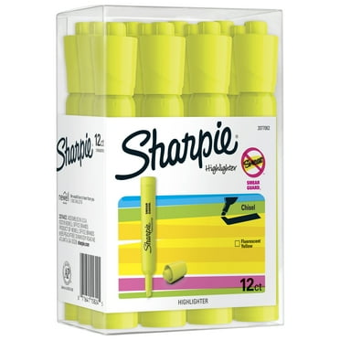 Sharpie Tank Style Highlighters, Chisel Tip, Fluorescent Yellow, 12 Count