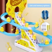 Duck Roller Coaster,Funny Duck Climbing Stairs Toy,Escalator Roller Coaster Toy,Automatic Track Slide Toy,Coaster Track Toy with Music&Light,Intoor Duck Slide Toy for Kids(9 Ducks(Rechargeable))