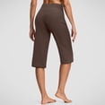 thumbnail image 4 of Women's Bermuda Long Shorts Knee Length High Rise Athletic Shorts Pull On Workout Walking Golf Running Summer Brown 2XL, 4 of 6