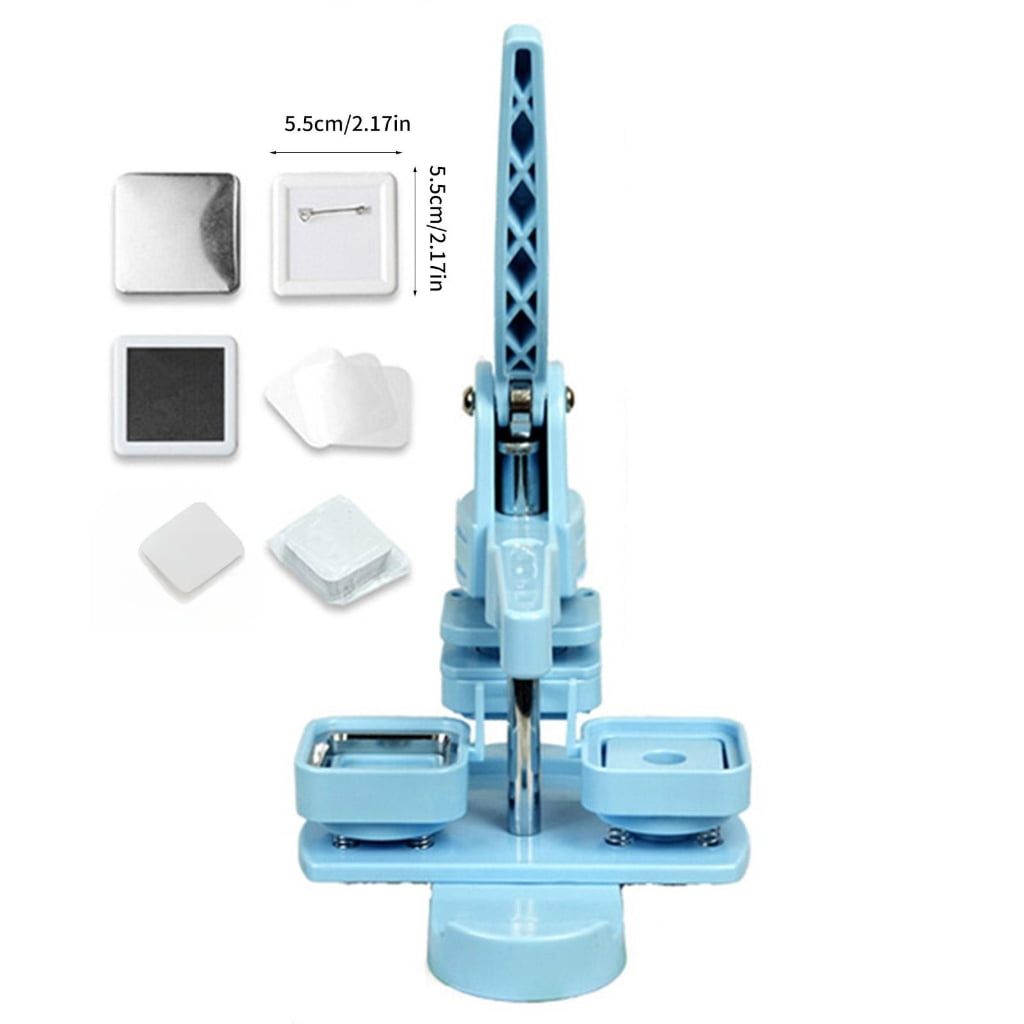 Pin Button Maker Machine 55MM Square Button Maker Badge Button Press with 100Pcs Covers Button Paper and Film for Badge