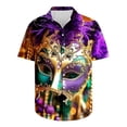 thumbnail image 4 of BiZtdJrK Mardi Gras Outfit for Men, Fashion Novelty Printed Button Up Hawaiian Shirts Casual Turndown Collar Blouses Plus Size Holiday Summer Top Multicolor M Dollar Sales, 4 of 6
